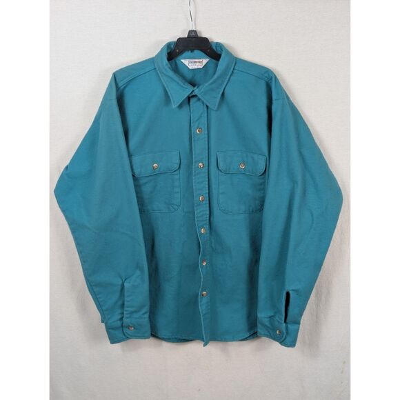 Vintage Five Brothers Flannel Shirt Blue Men's Size Large Neck 16 - 16 1/2 - Picture 1 of 14